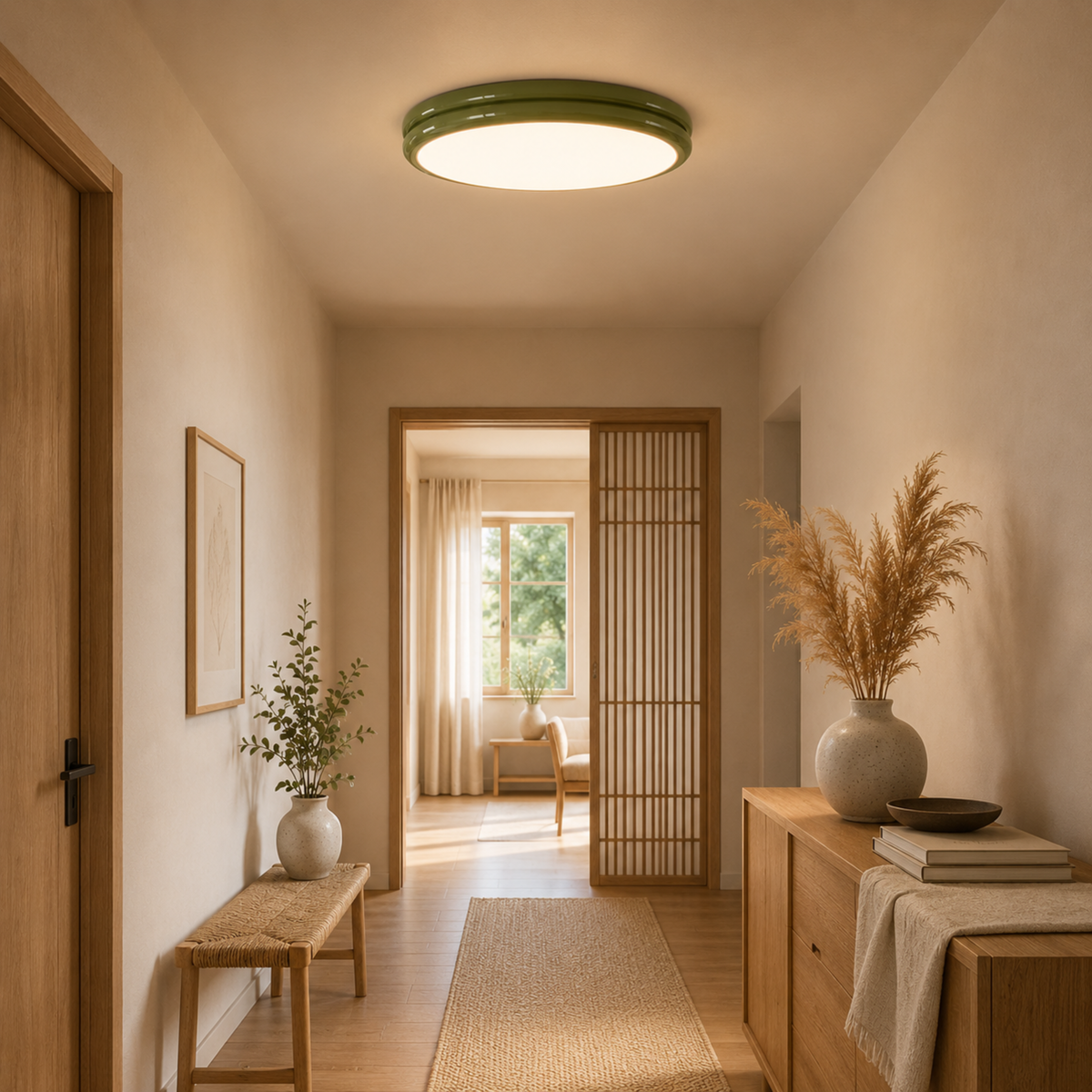 Bauhaus Flush Mount Light, Glossy Stepped Ring Ceiling Lamp