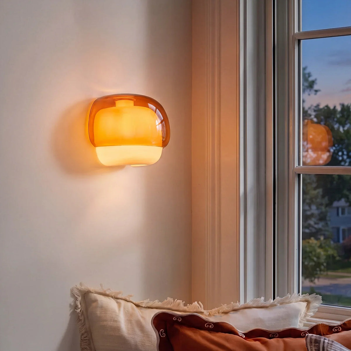 Bauhaus Mushroom Wall Sconce, Double Layer Colored Glass