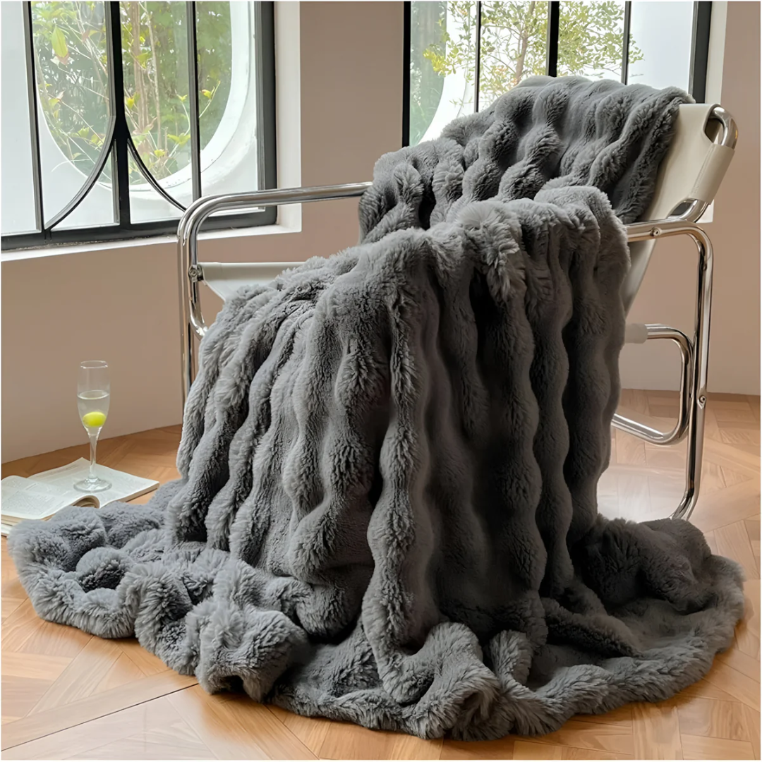 Faux Fur Fleece Blanket, Soft Travel Throw, 5 Colors