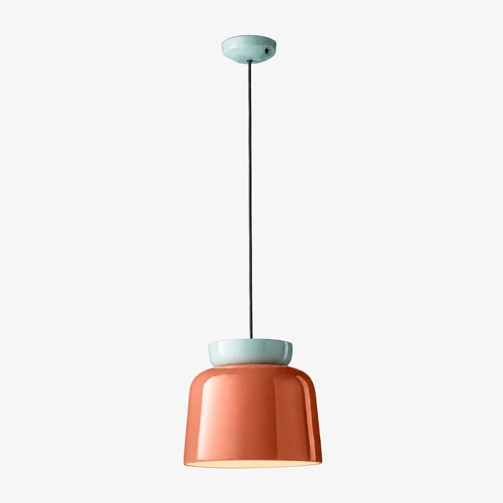 Bauhaus Ceramic Pendant Light, Two-Tone Colorful Bowl Lamp