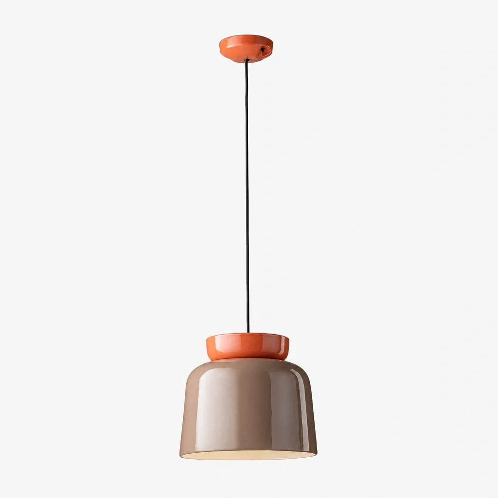 Bauhaus Ceramic Pendant Light, Two-Tone Colorful Bowl Lamp