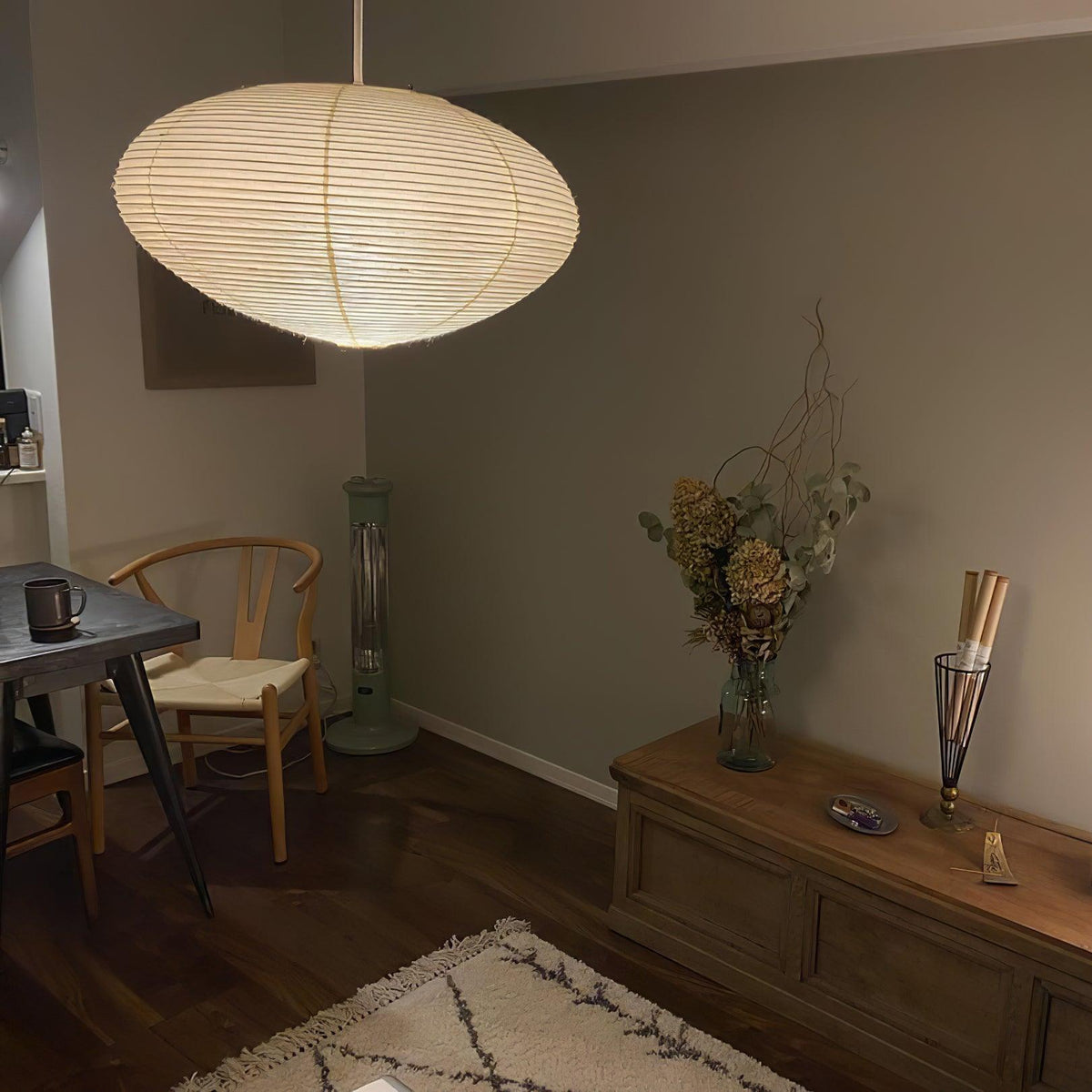 Washi Paper Lantern Pendant Light, Japandi Ceiling Lamp