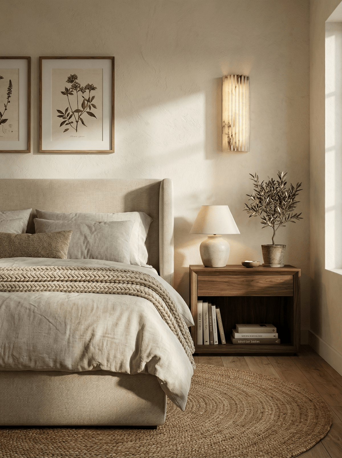 Ribbed Alabaster Wall Sconce, Dimmable LED Stone Wall Light