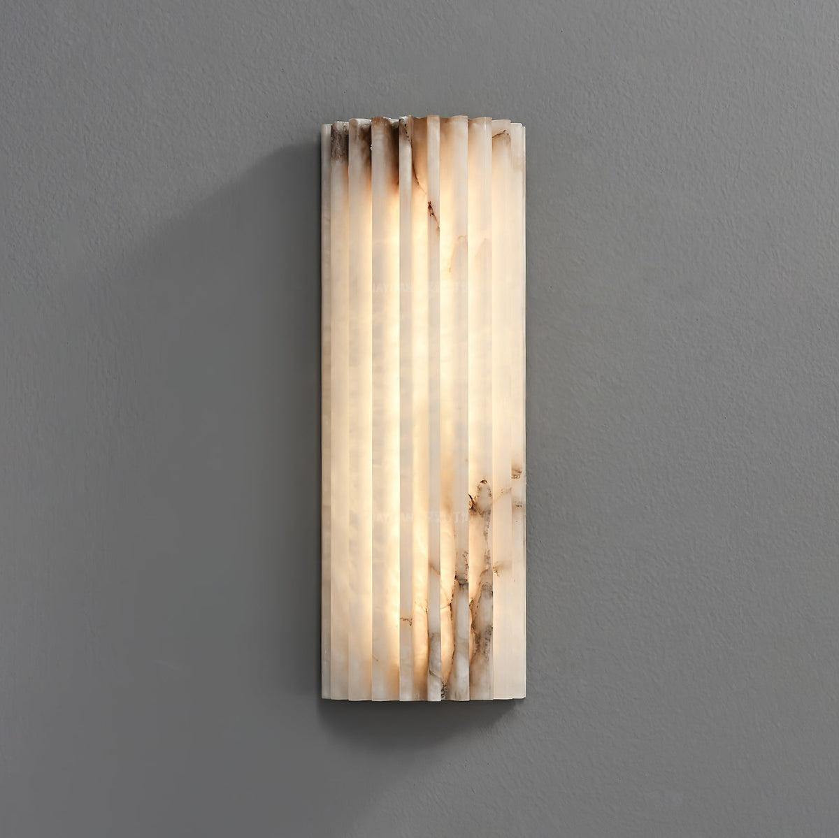 Ribbed Alabaster Wall Sconce, Dimmable LED Stone Wall Light