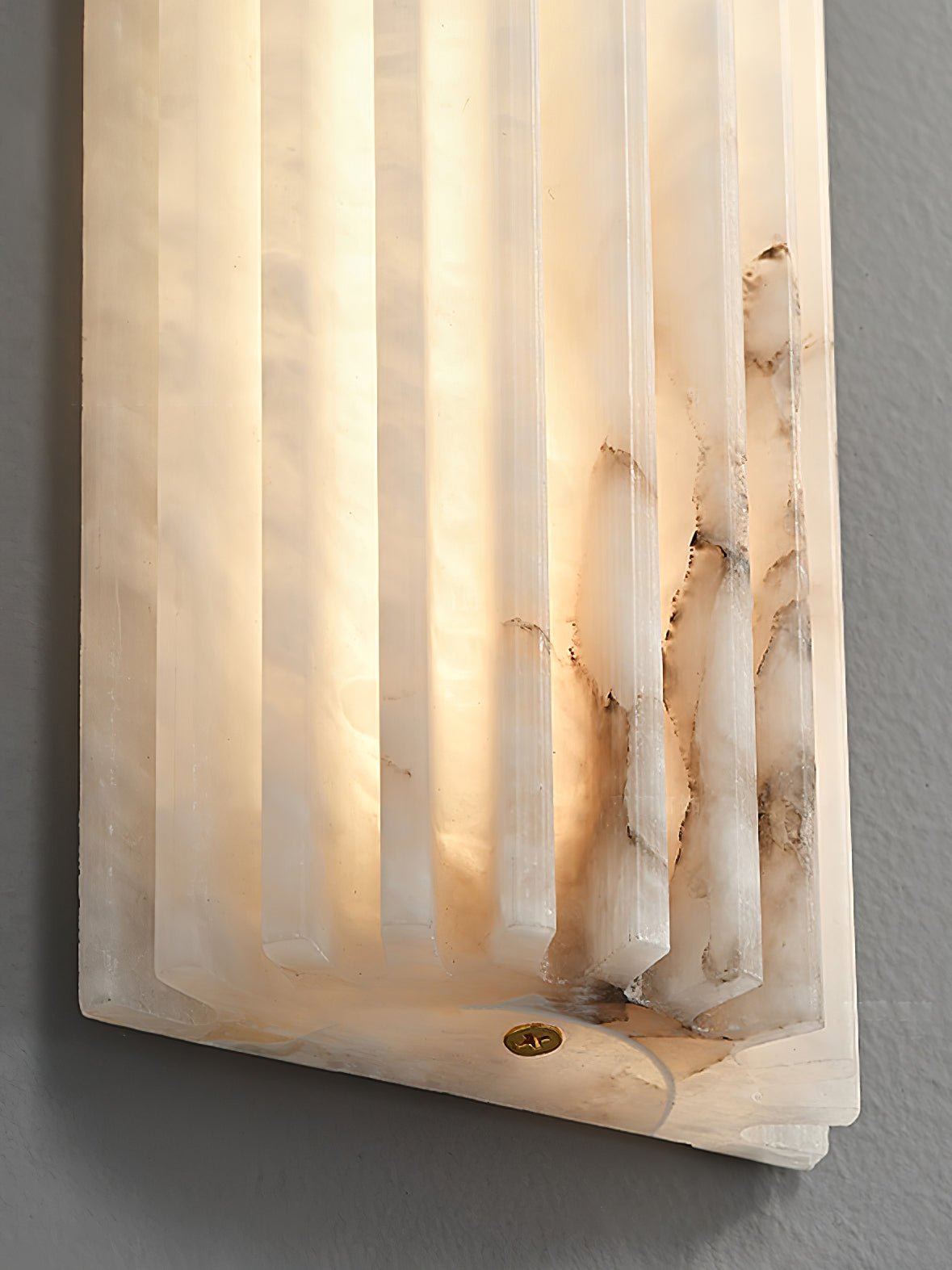 Ribbed Alabaster Wall Sconce, Dimmable LED Stone Wall Light