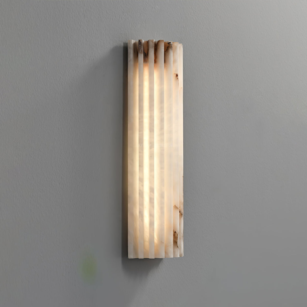 Ribbed Alabaster Wall Sconce, Dimmable LED Stone Wall Light