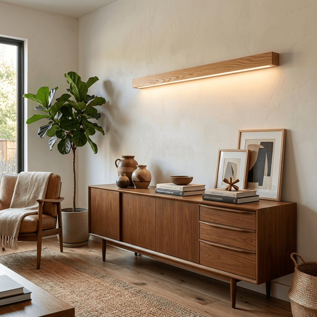 Linear Wood LED Wall Light, Dimmable Up Down Vanity Light