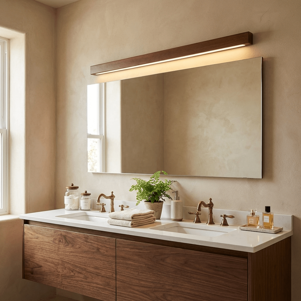 Linear Wood LED Wall Light, Dimmable Up Down Vanity Light