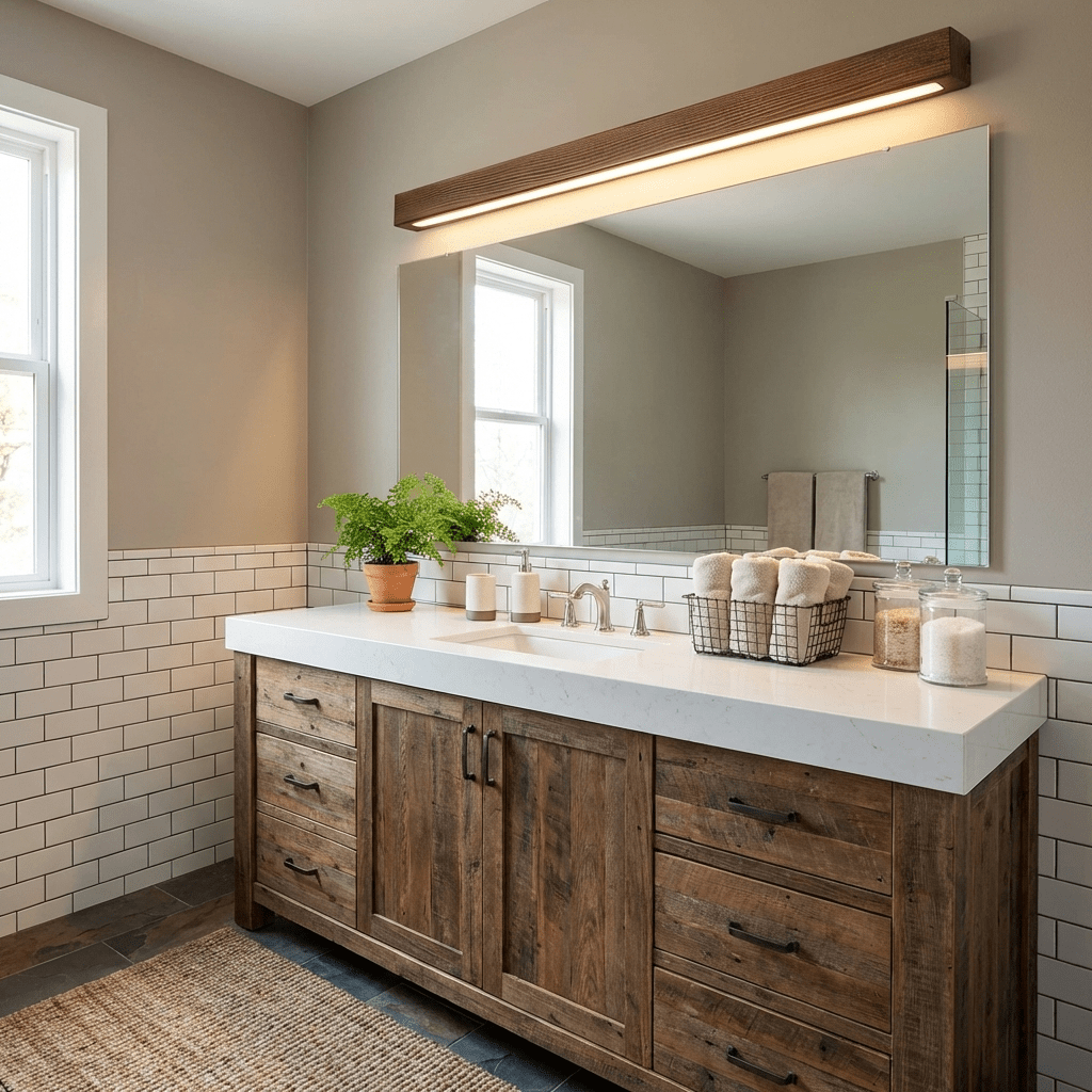 Linear Wood LED Wall Light, Dimmable Up Down Vanity Light