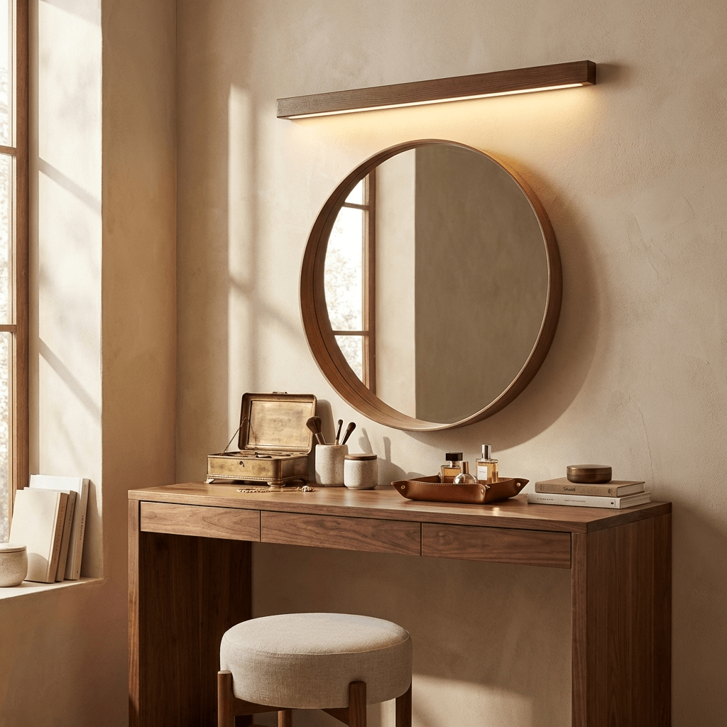 Linear Wood LED Wall Light, Dimmable Up Down Vanity Light