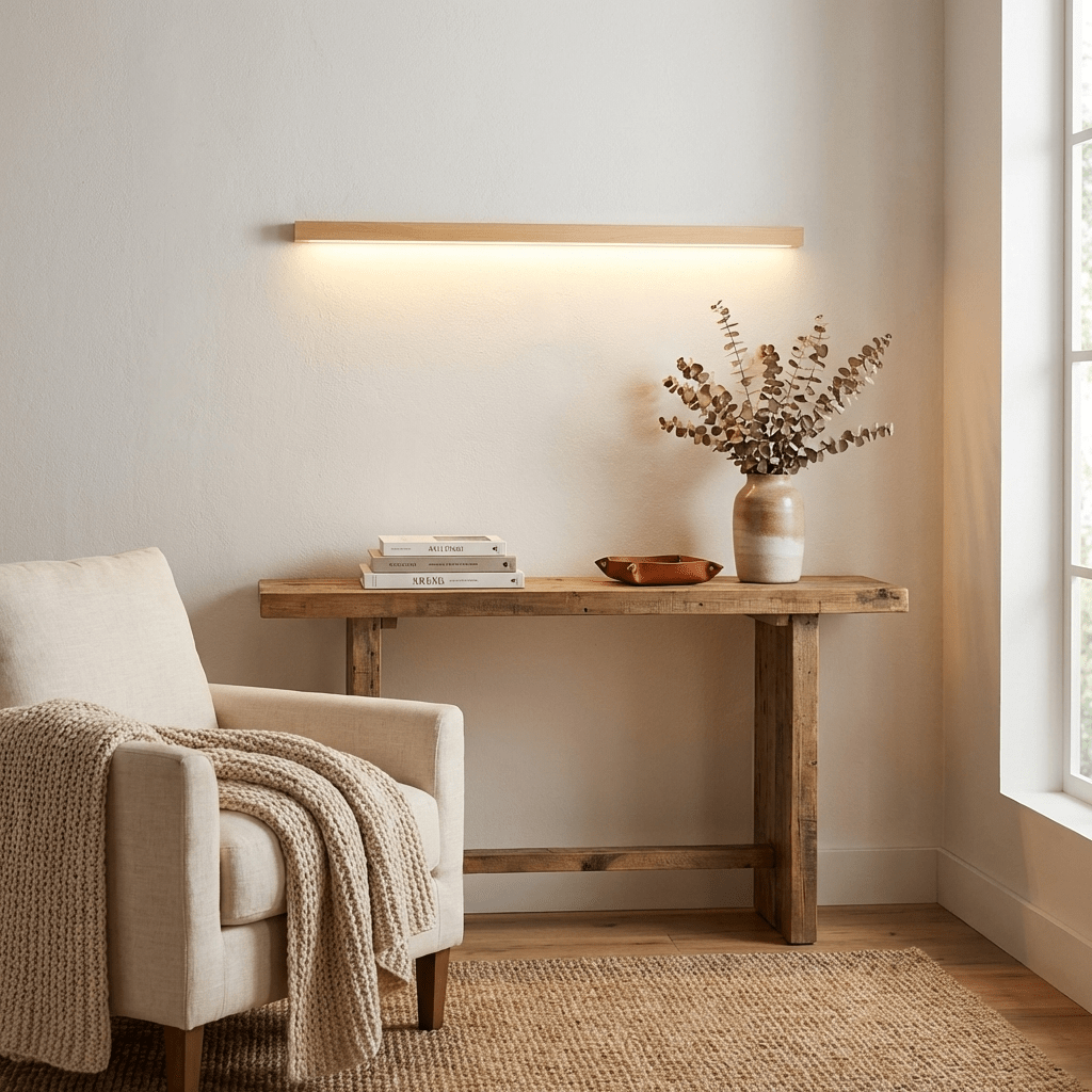 Linear Wood LED Wall Light, Dimmable Up Down Vanity Light