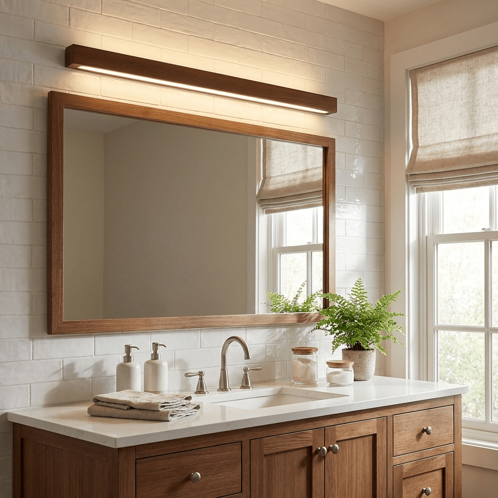 Linear Wood LED Wall Light, Dimmable Up Down Vanity Light
