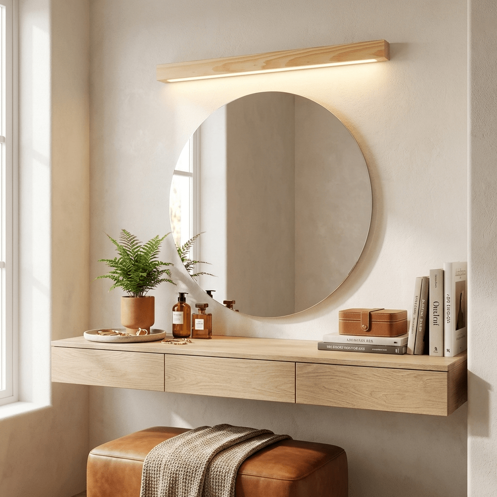 Linear Wood LED Wall Light, Dimmable Up Down Vanity Light