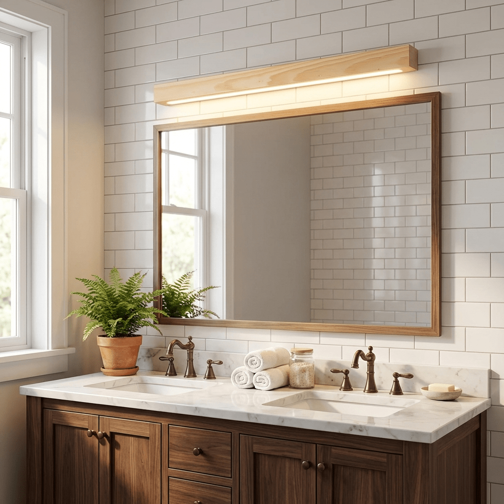 Linear Wood LED Wall Light, Dimmable Up Down Vanity Light