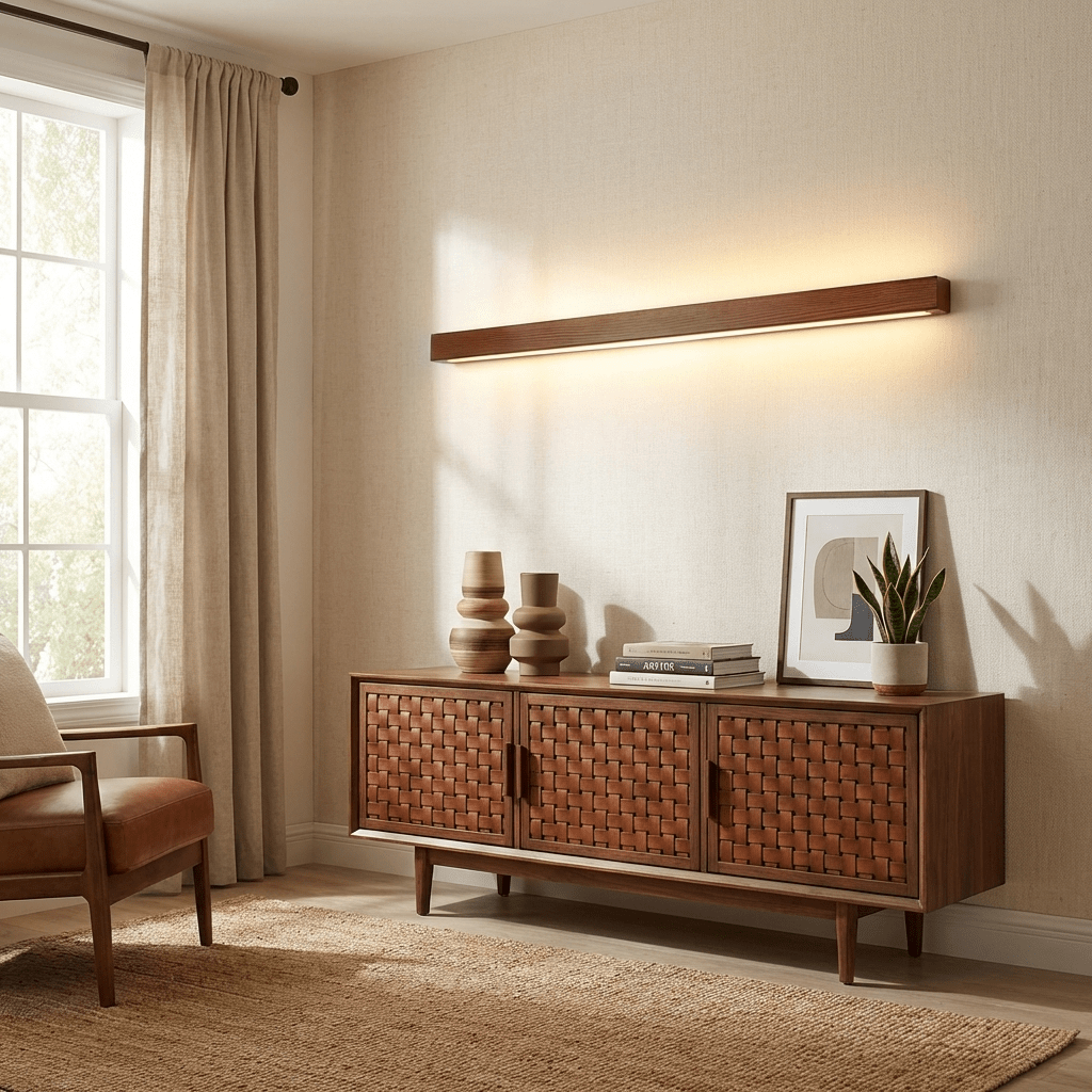 Linear Wood LED Wall Light, Dimmable Up Down Vanity Light
