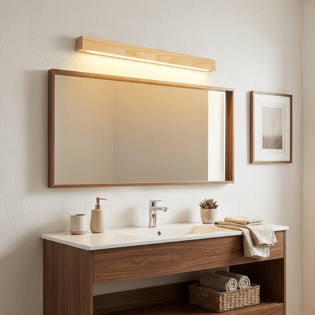 Linear Wood LED Wall Light, Dimmable Up Down Vanity Light