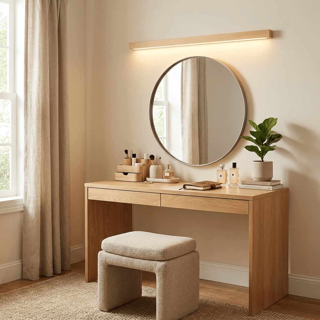 Linear Wood LED Wall Light, Dimmable Up Down Vanity Light