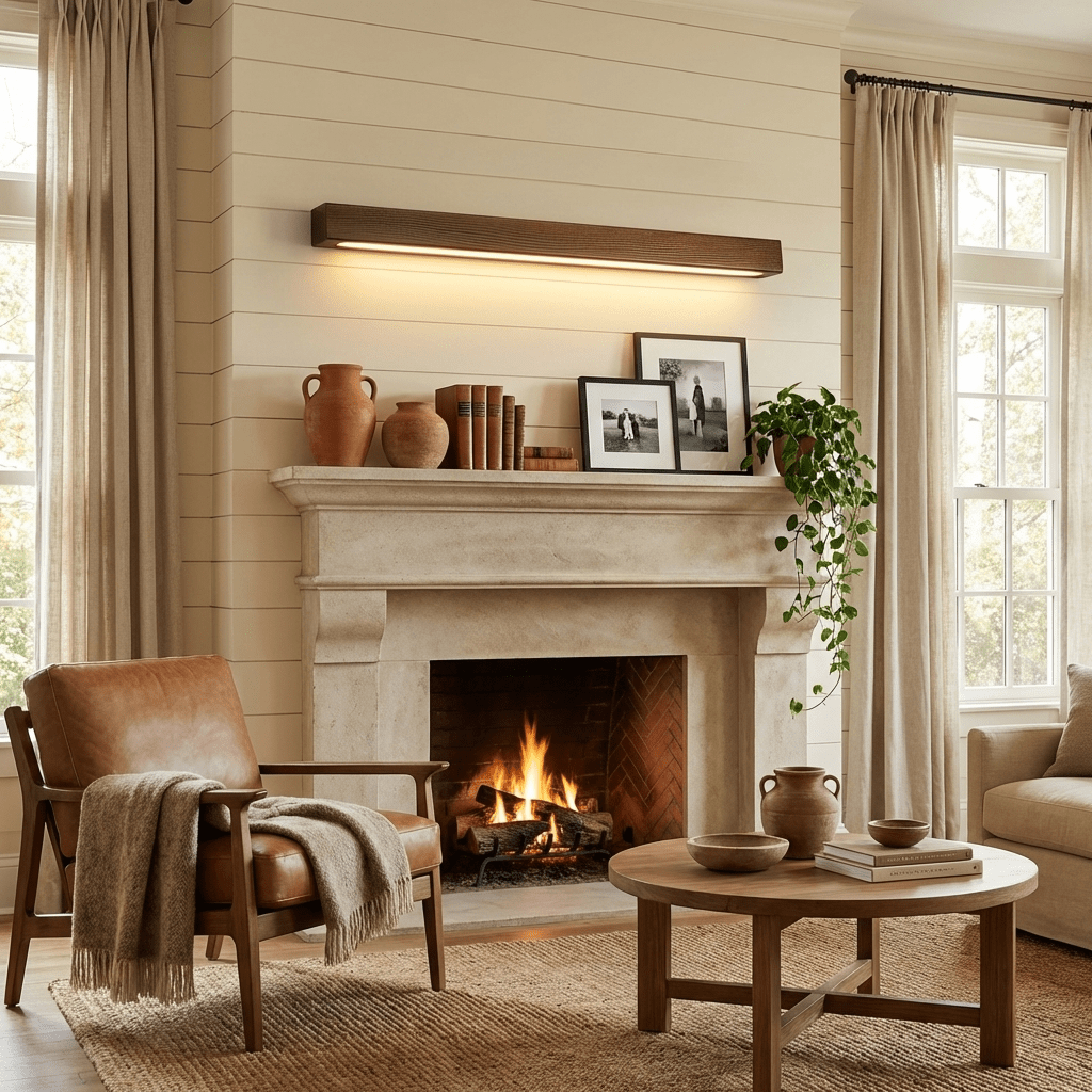 Linear Wood LED Wall Light, Dimmable Up Down Vanity Light