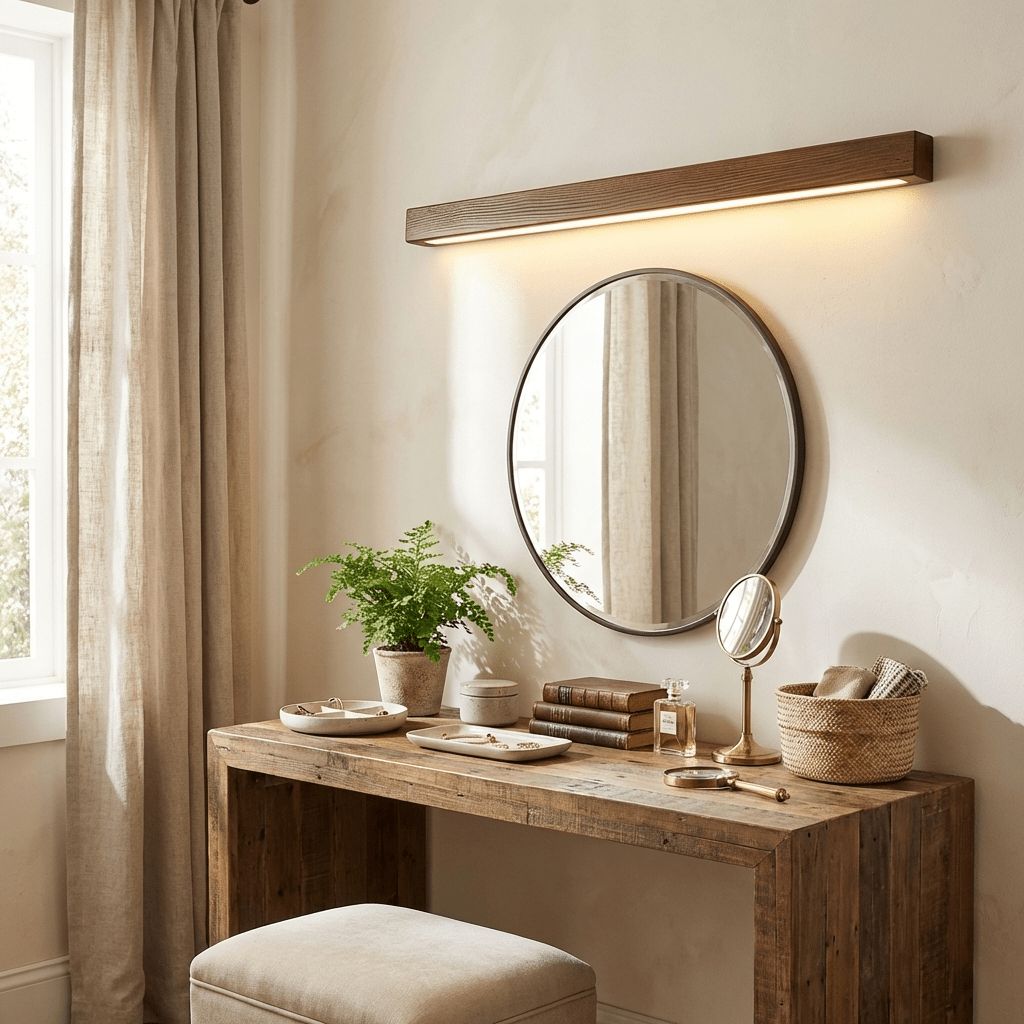 Linear Wood LED Wall Light, Dimmable Up Down Vanity Light