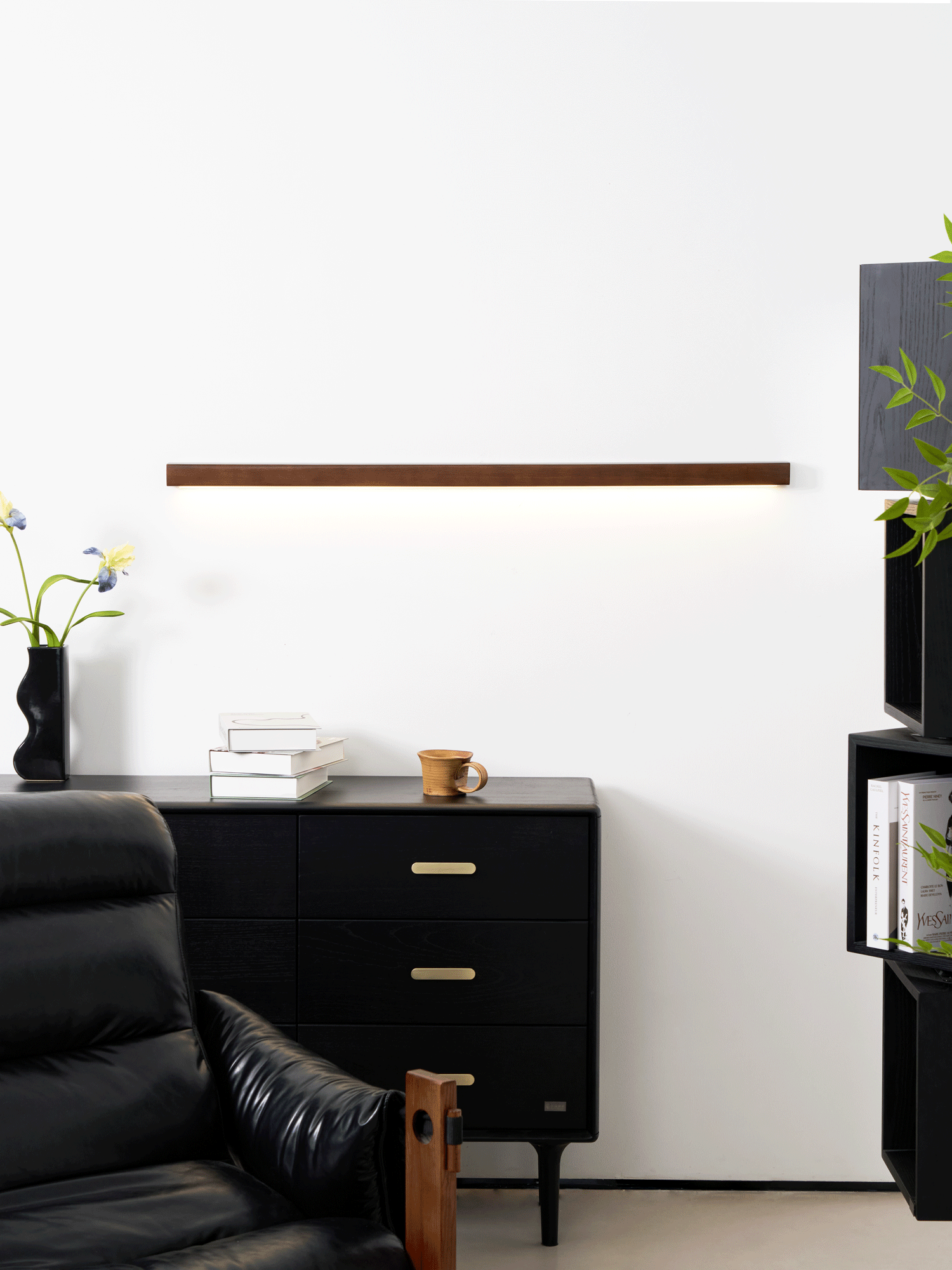 Linear Wood LED Wall Light, Dimmable Up Down Vanity Light
