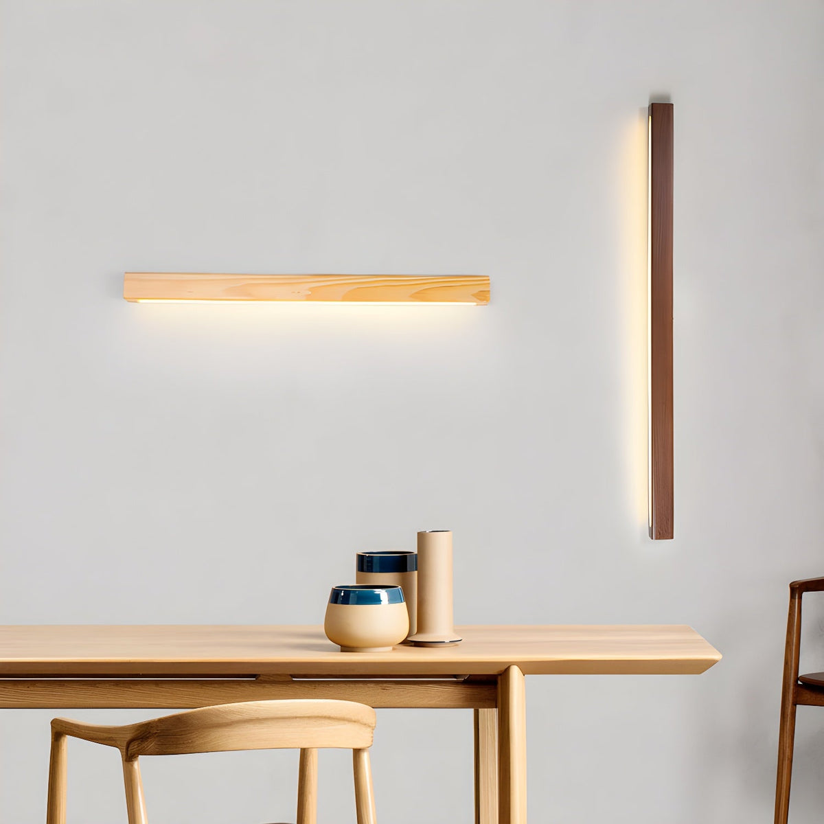 Linear Wood LED Wall Light, Dimmable Up Down Vanity Light