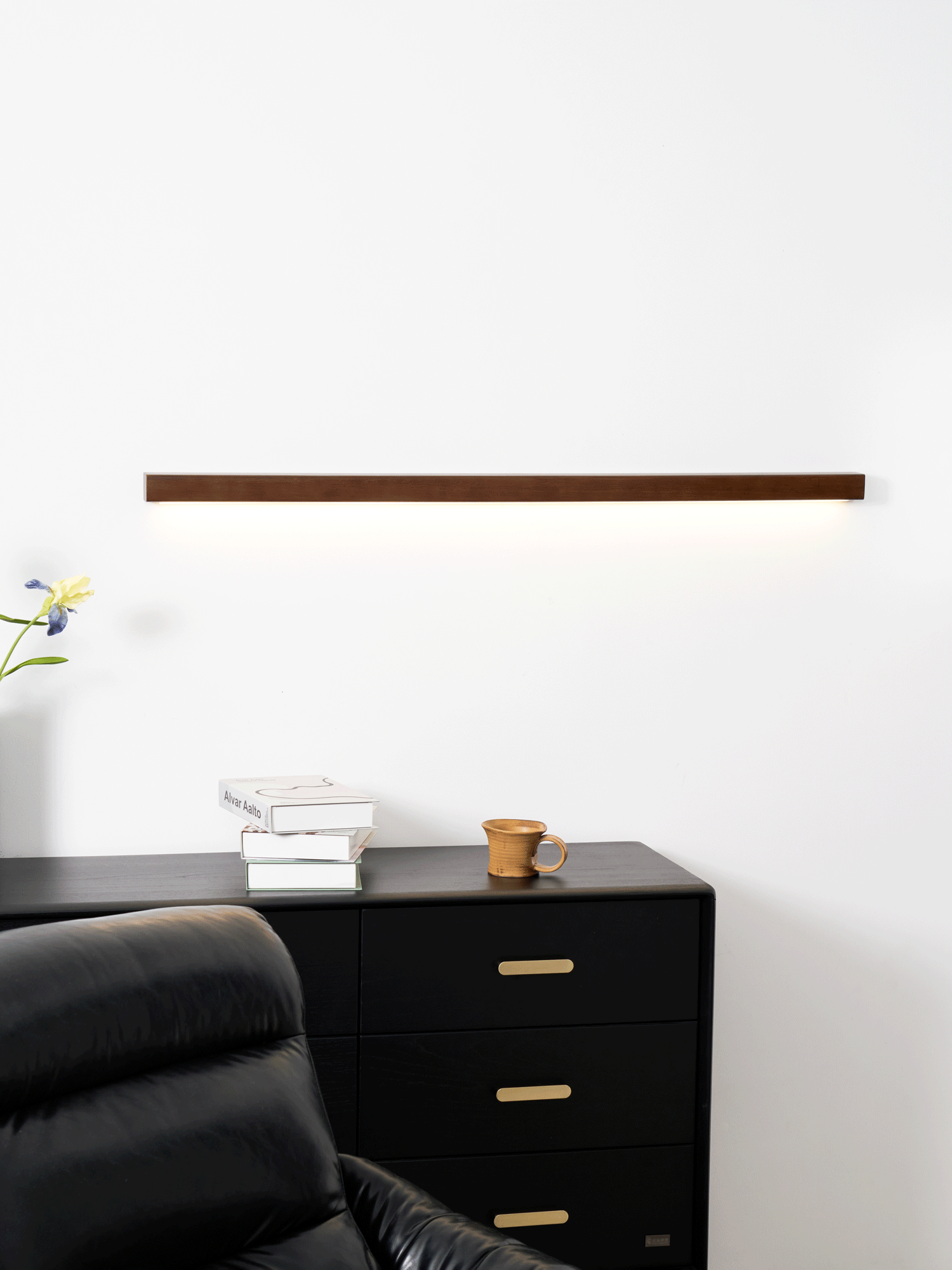 Linear Wood LED Wall Light, Dimmable Up Down Vanity Light