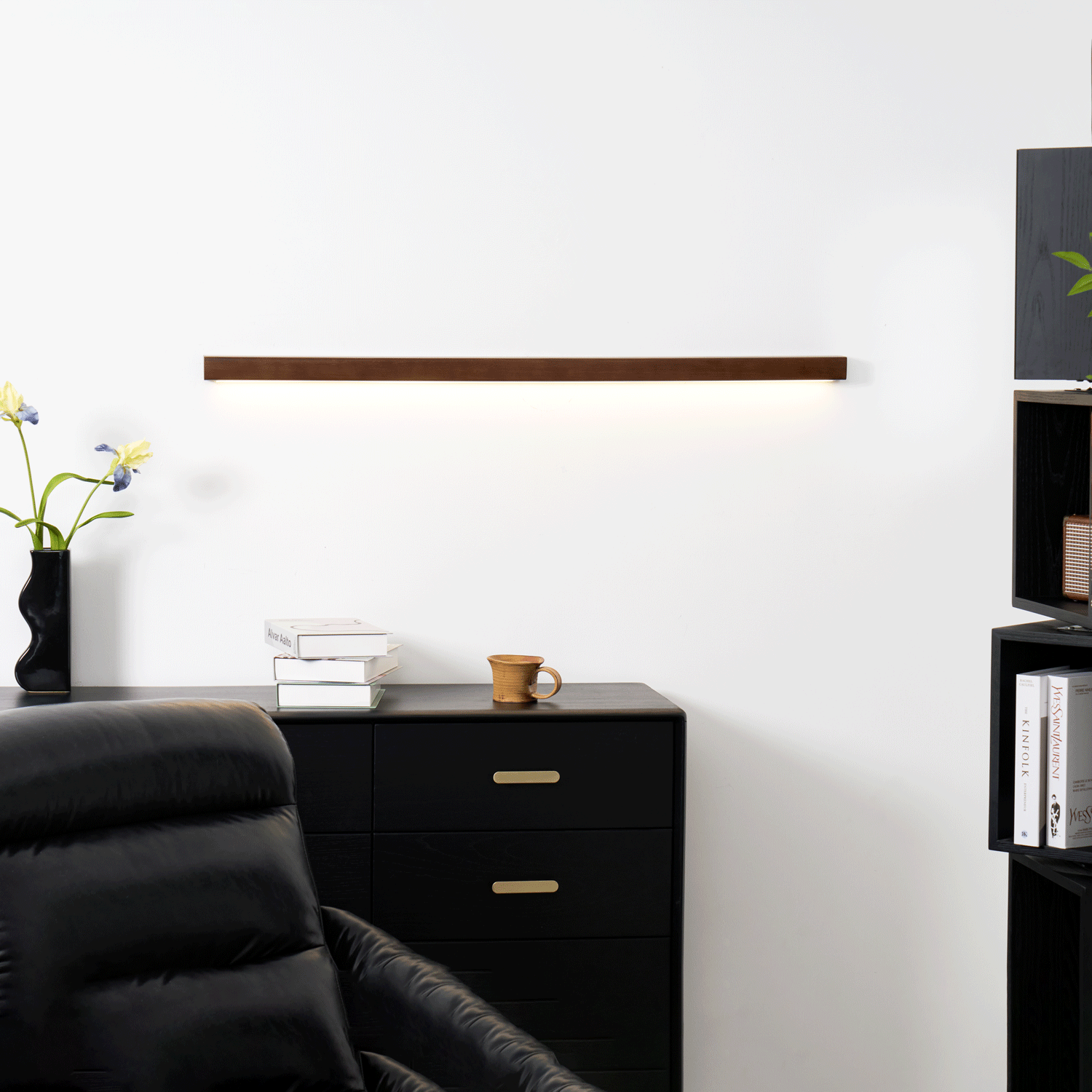 Linear Wood LED Wall Light, Dimmable Up Down Vanity Light