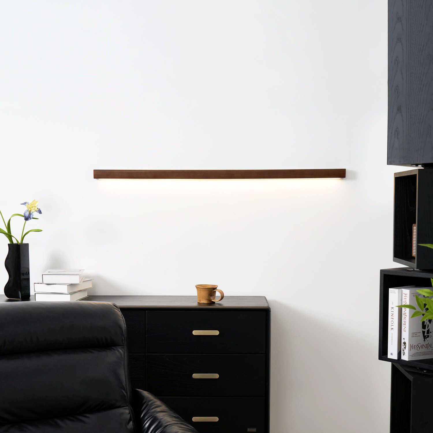 Linear Wood LED Wall Light, Dimmable Up Down Vanity Light