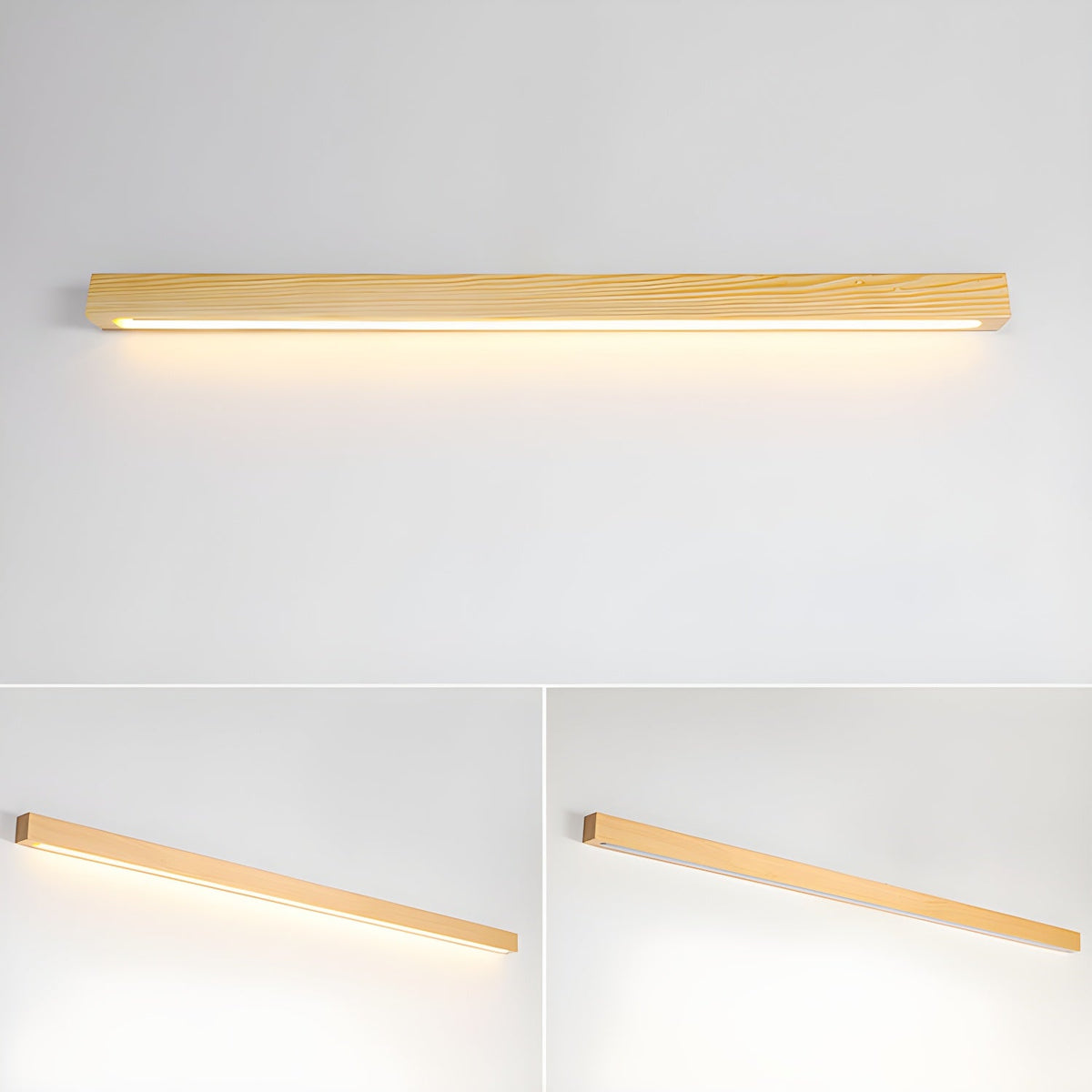 Linear Wood LED Wall Light, Dimmable Up Down Vanity Light