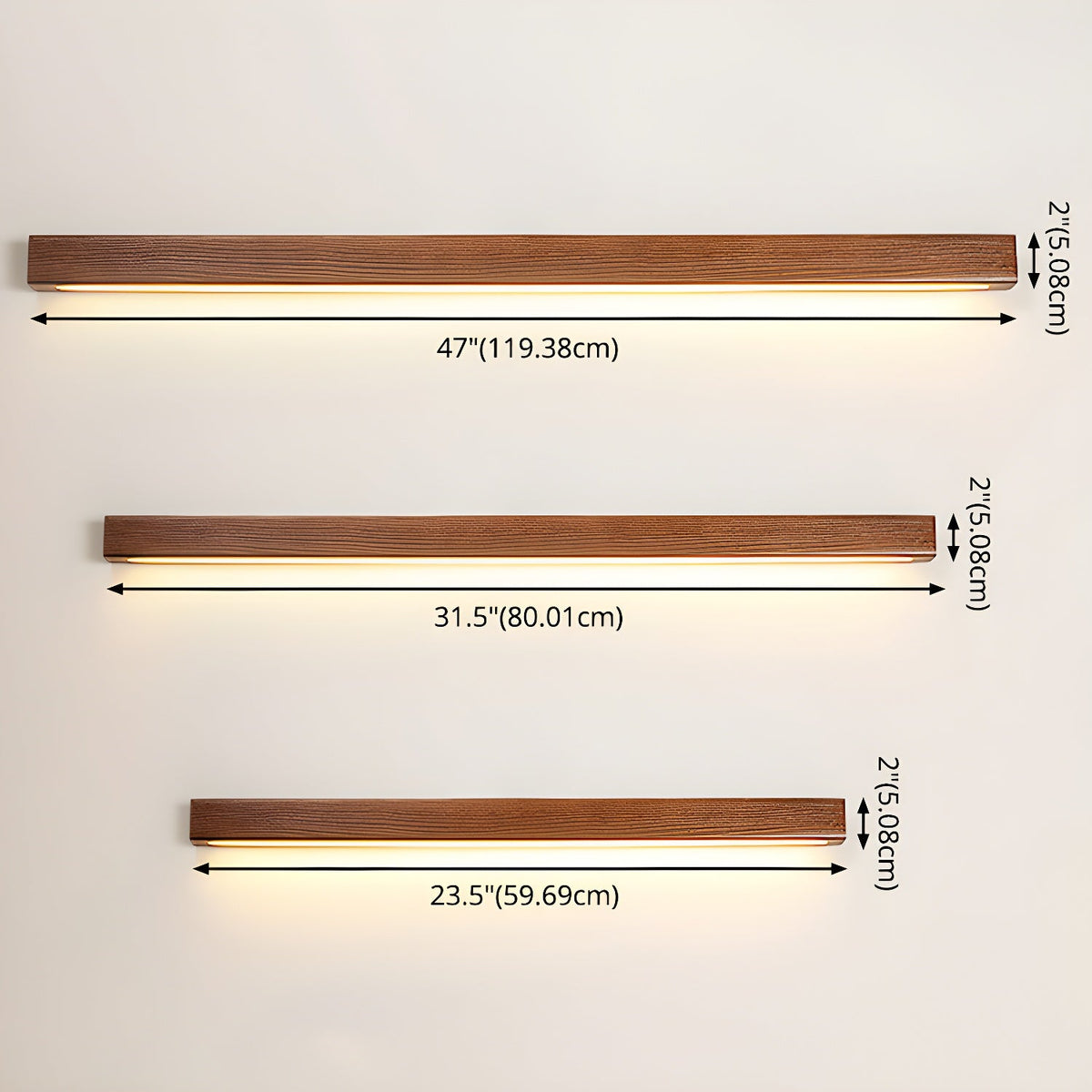 Linear Wood LED Wall Light, Dimmable Up Down Vanity Light