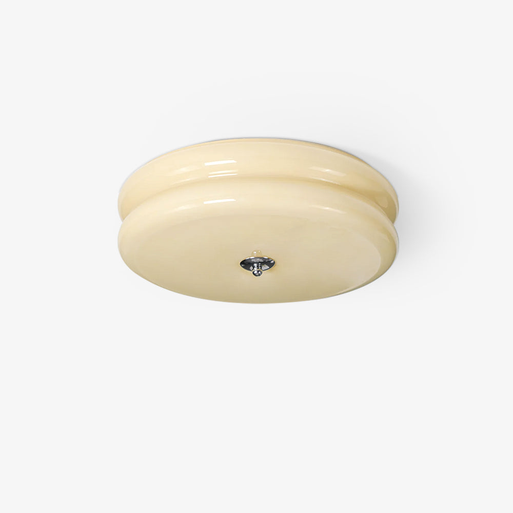 Art Deco Ribbed Glass Flush Ceiling Light, Dimmable LED