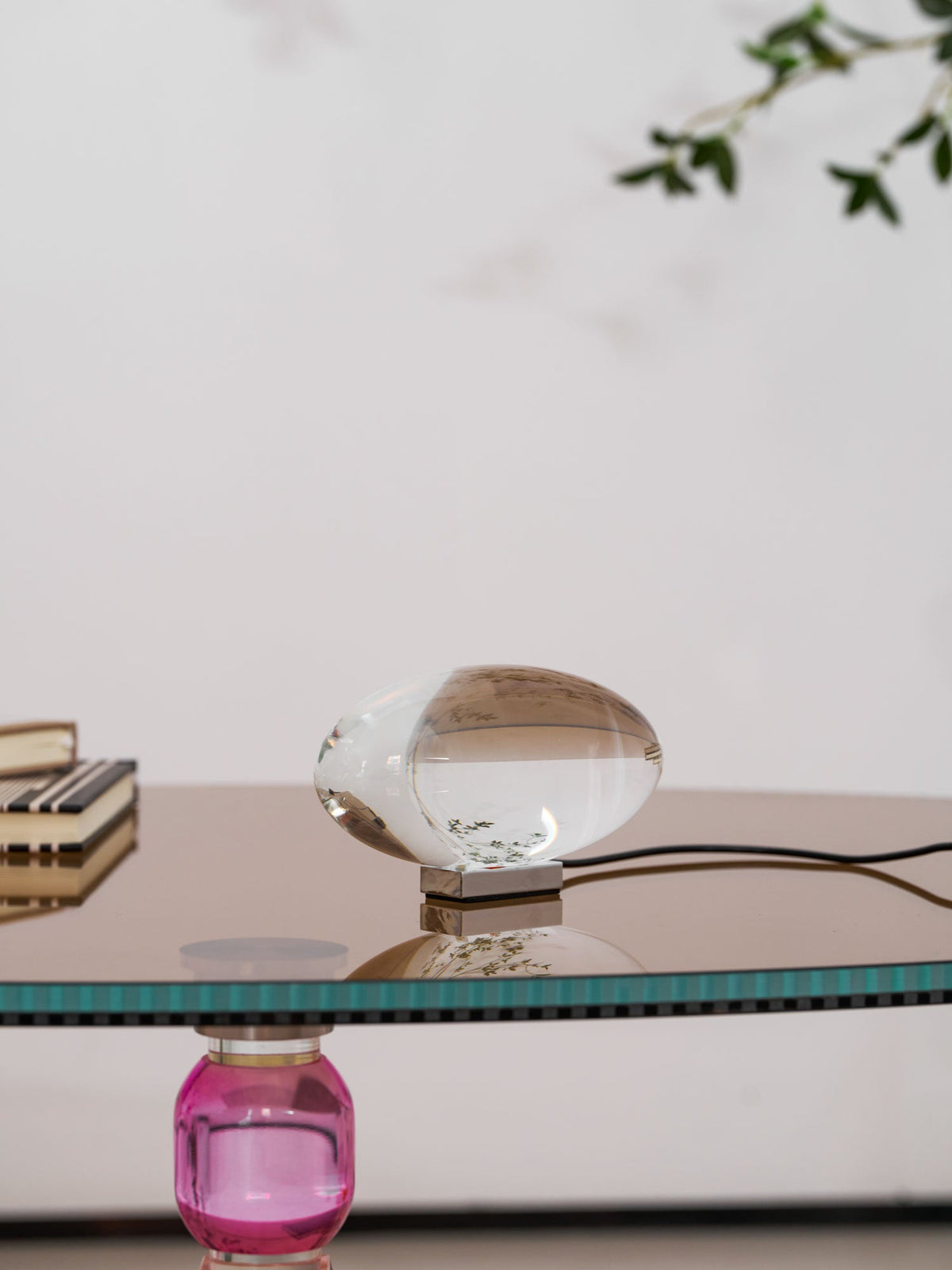 Crystal Glass Pebble Table Lamp, Sunset & Warm Night Light