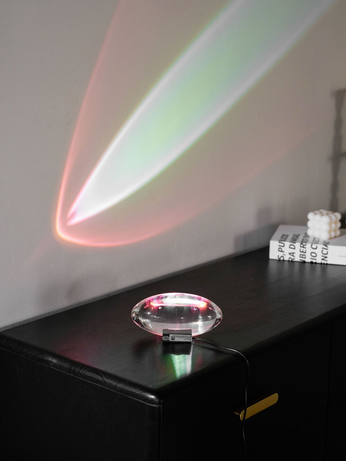 Crystal Glass Pebble Table Lamp, Sunset & Warm Night Light