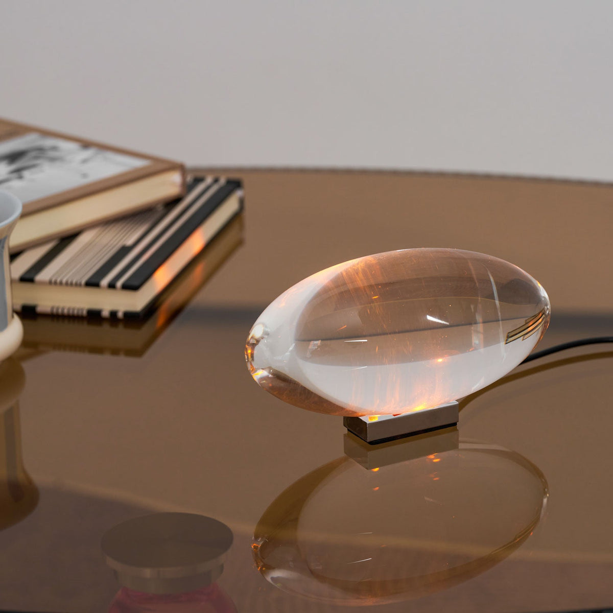 Crystal Glass Pebble Table Lamp, Sunset & Warm Night Light