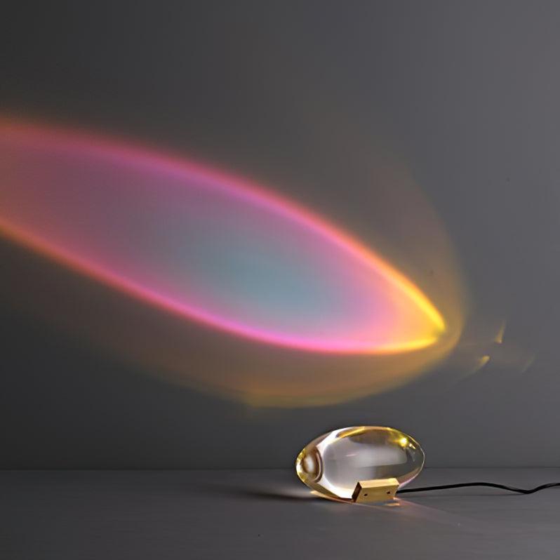 Crystal Glass Pebble Table Lamp, Sunset & Warm Night Light