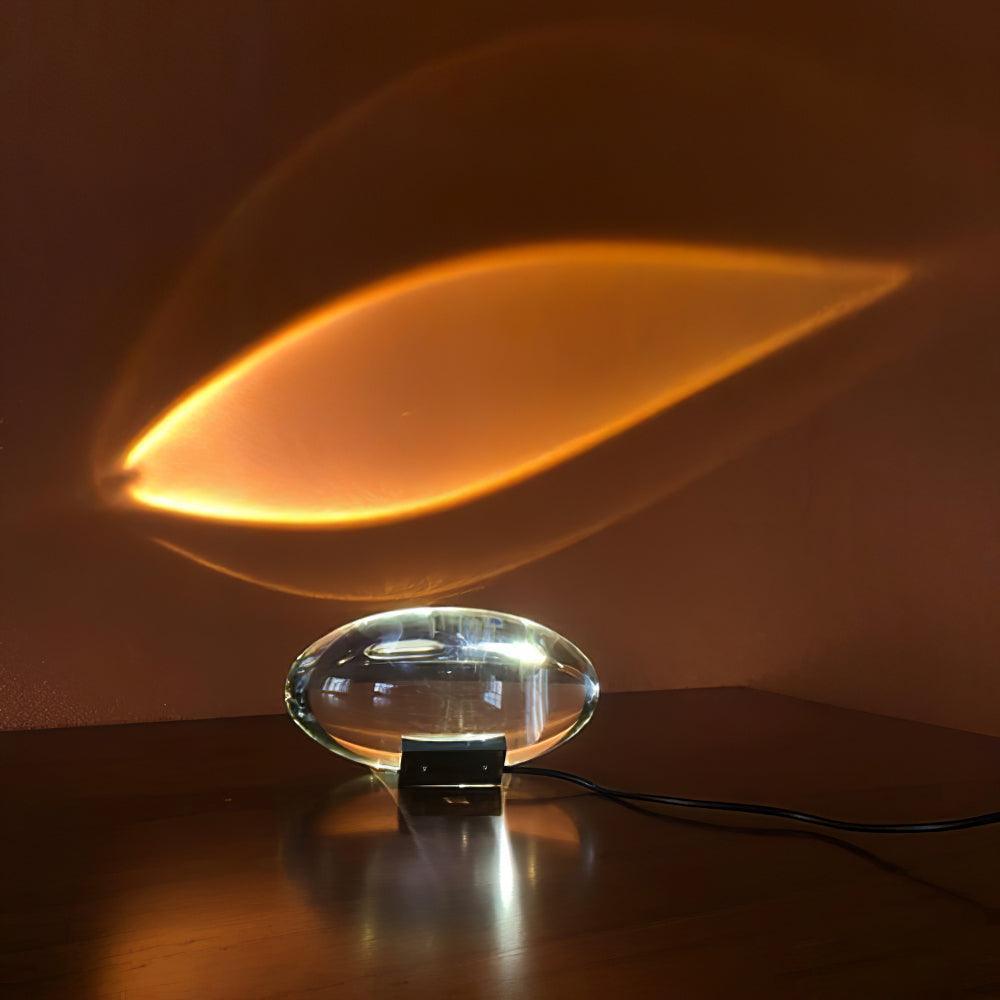 Crystal Glass Pebble Table Lamp, Sunset & Warm Night Light