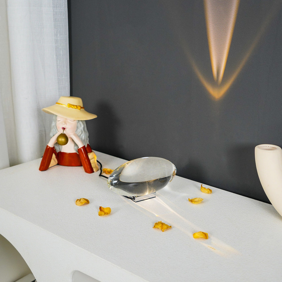 Crystal Glass Pebble Table Lamp, Sunset & Warm Night Light