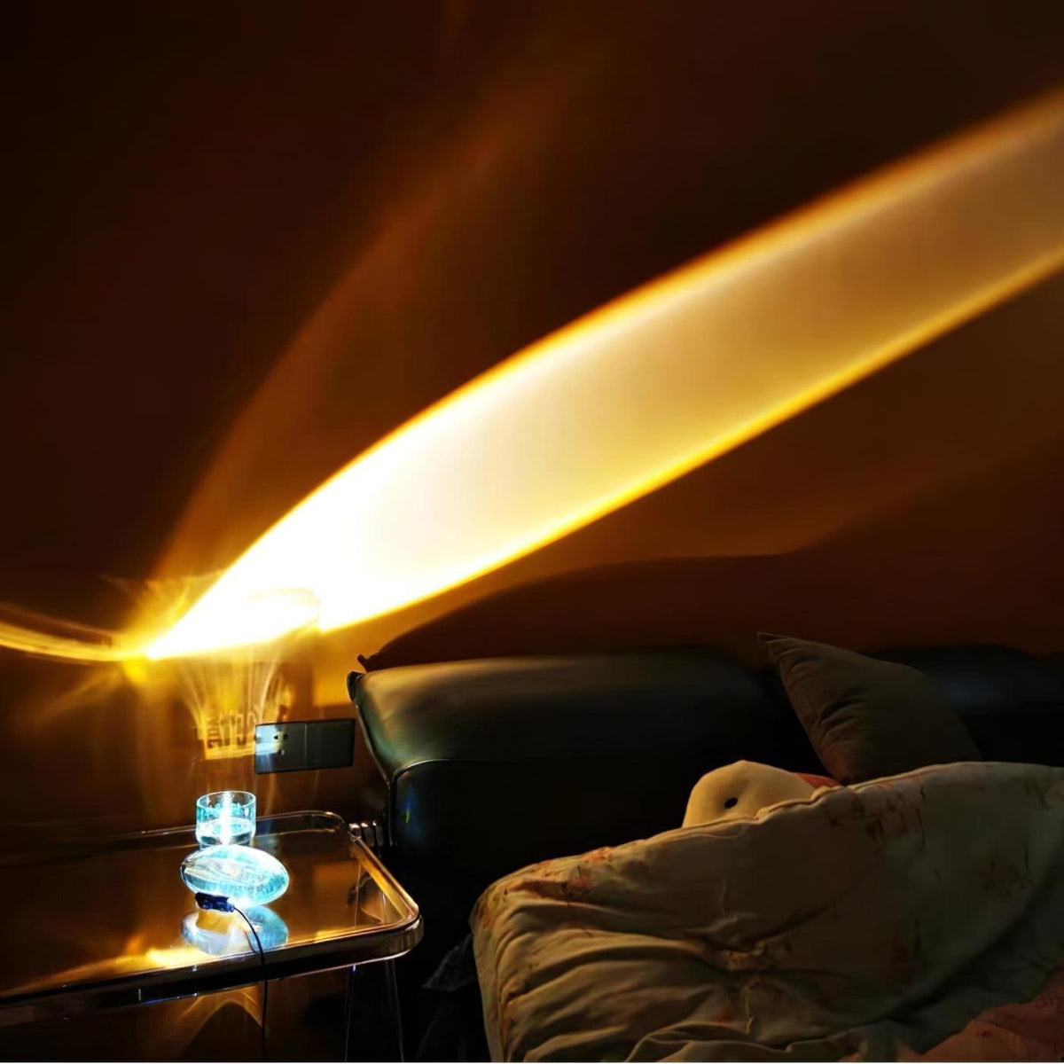Crystal Glass Pebble Table Lamp, Sunset & Warm Night Light