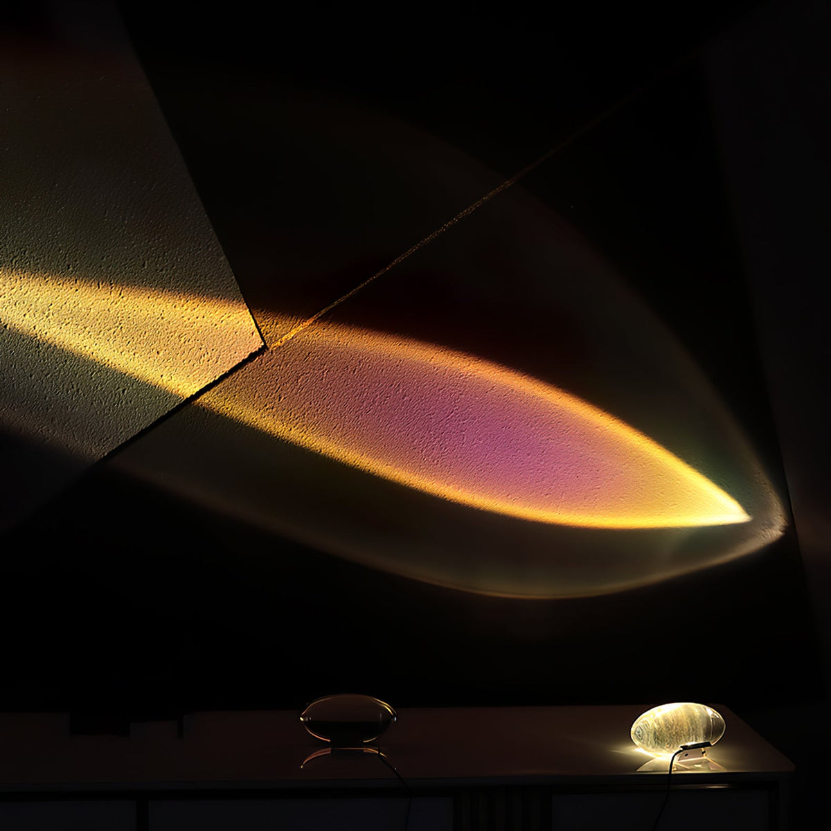 Crystal Glass Pebble Table Lamp, Sunset & Warm Night Light