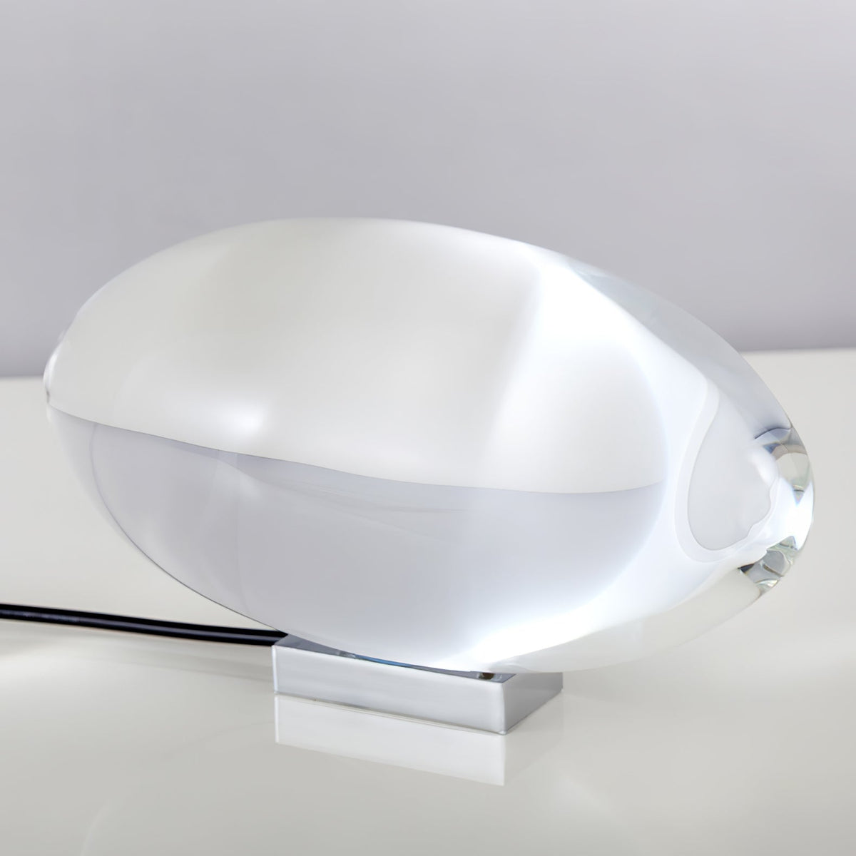Crystal Glass Pebble Table Lamp, Sunset & Warm Night Light