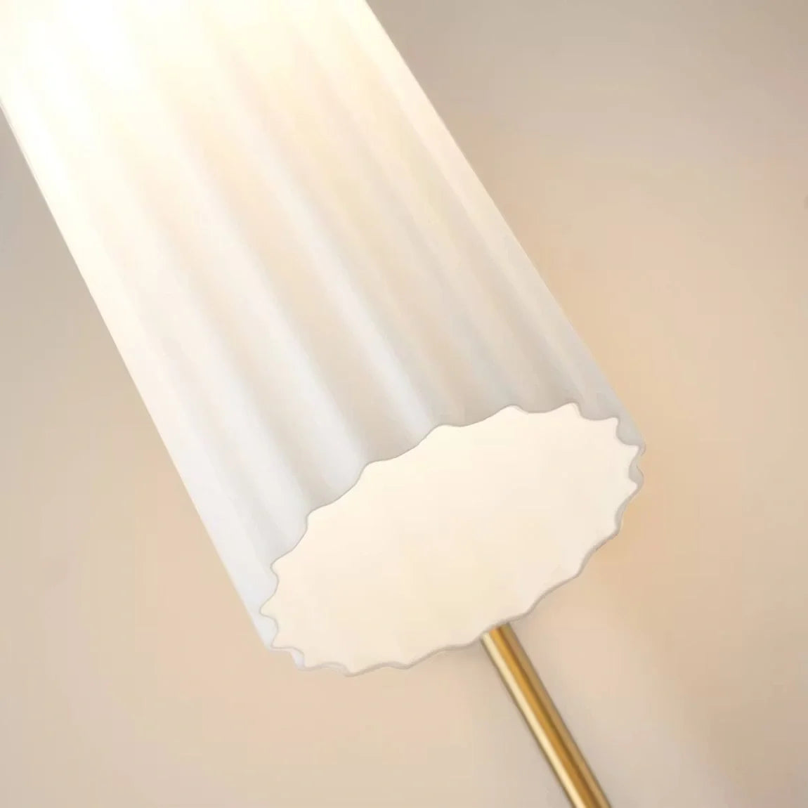 Gold Cylinder Wall Sconce, Tall Ribbed Glass or Alabaster