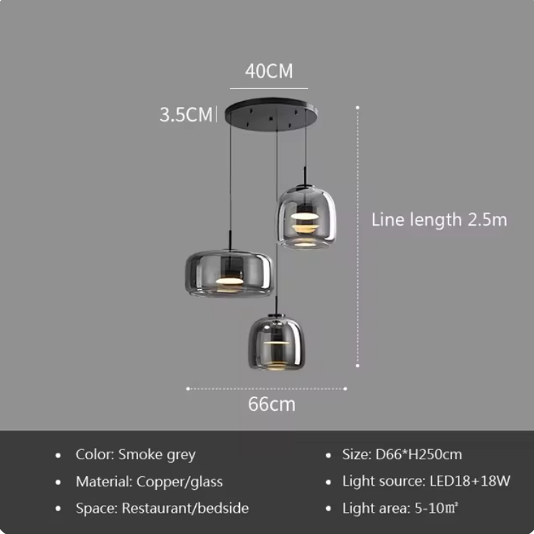 Amber Glass Pendant Light, Kitchen Island Mini Pendant Set