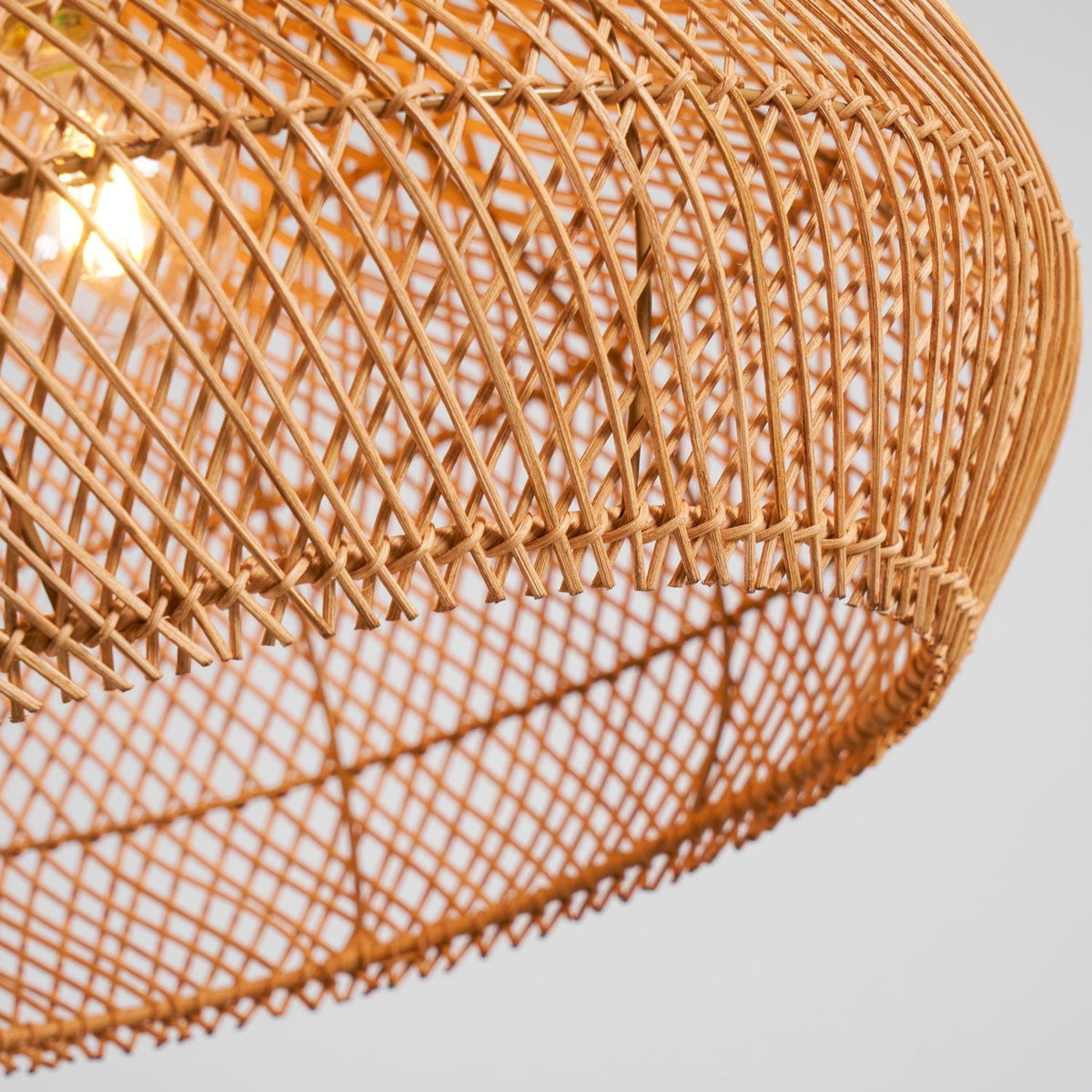 Rattan Pendant Light, Handwoven Wood & Rattan Shade
