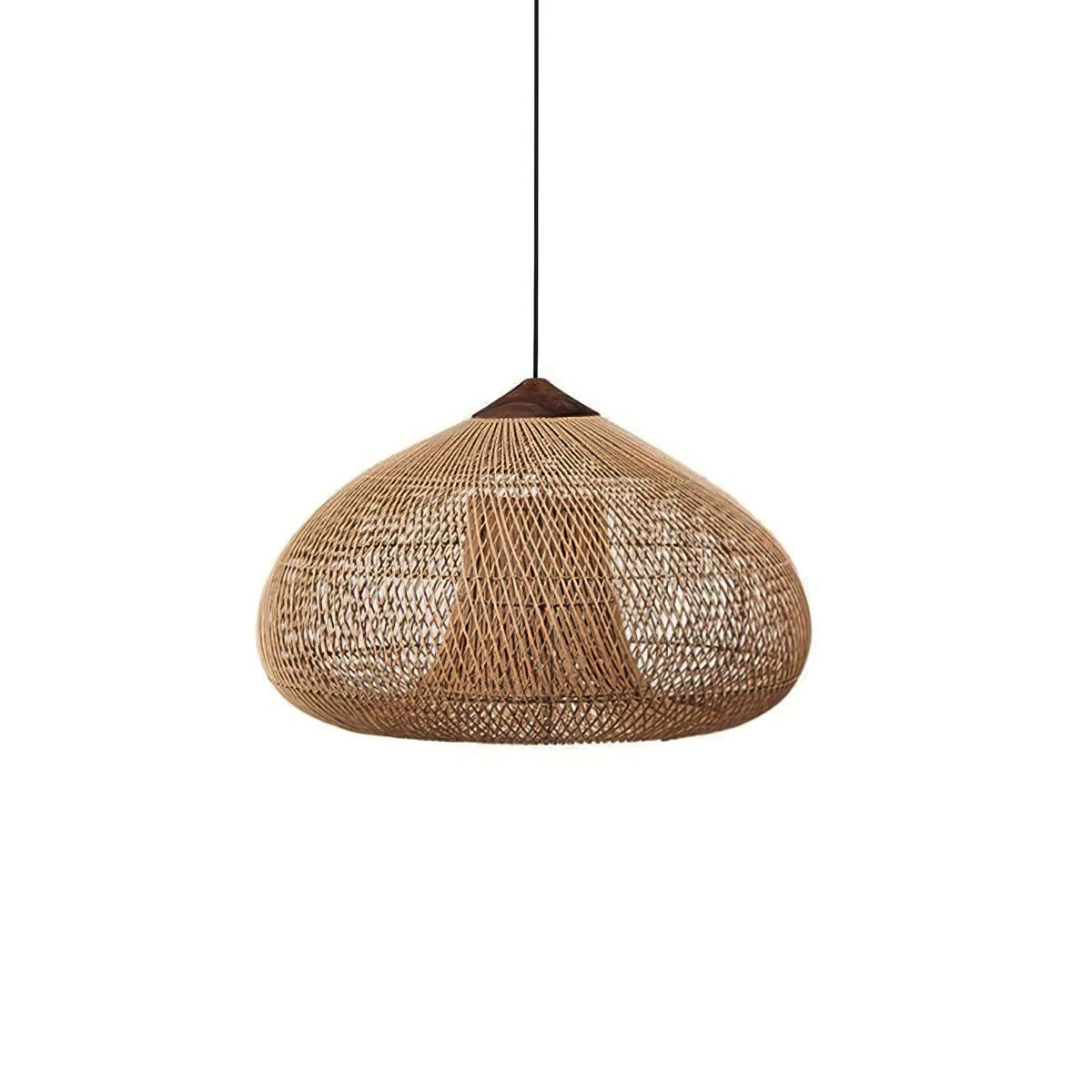 Rattan Pendant Light, Handwoven Wood & Rattan Shade