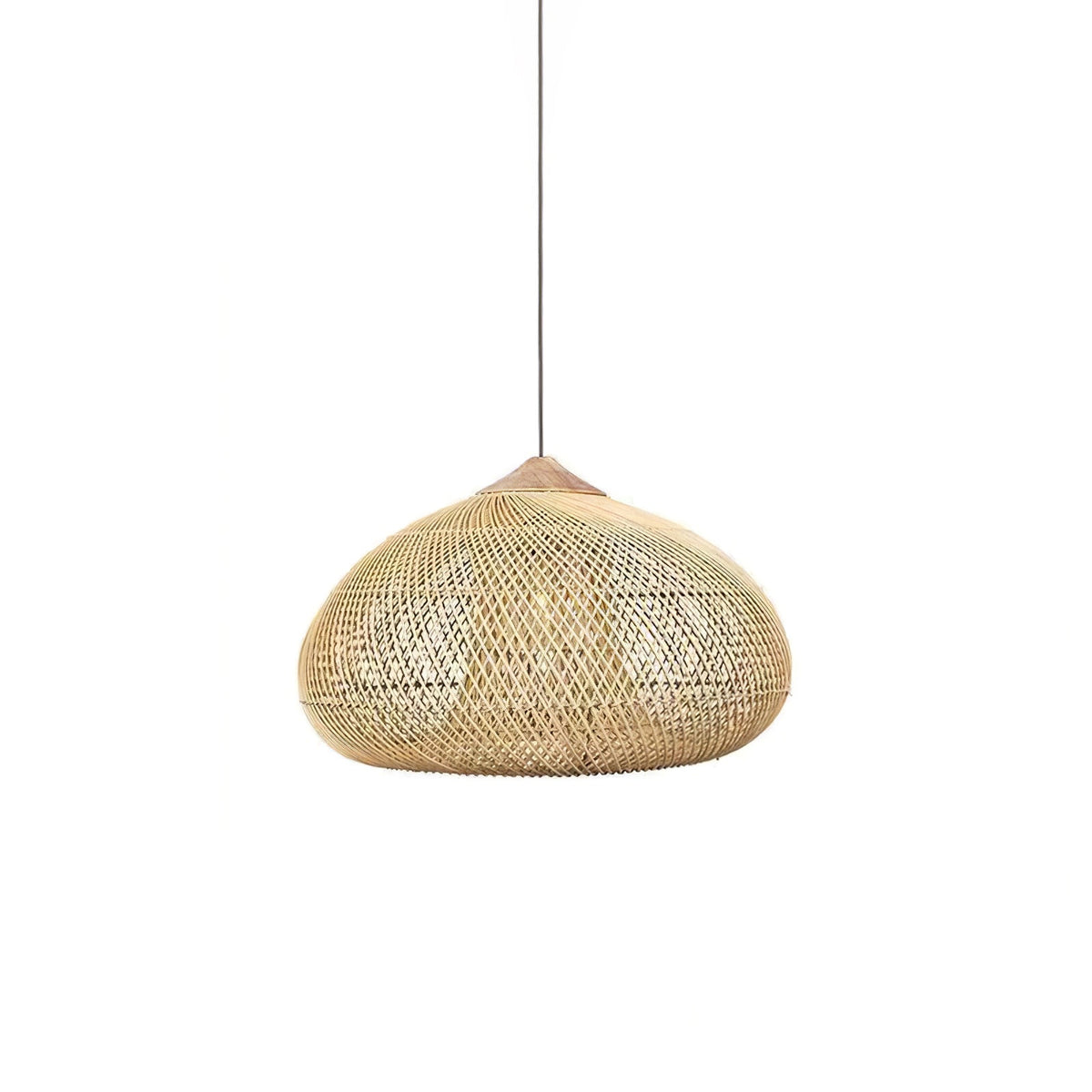 Rattan Pendant Light, Handwoven Wood & Rattan Shade