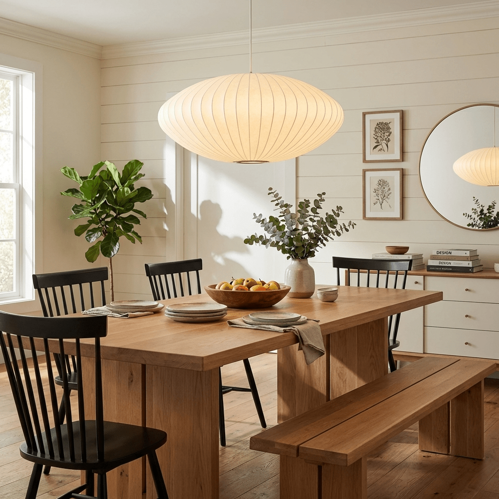 Silk Bubble Pendant Light, Mid Century Bubble Lamp Shade