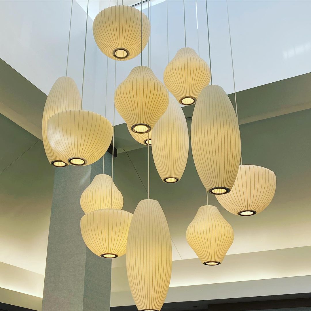 Silk Bubble Pendant Light, Mid Century Bubble Lamp Shade