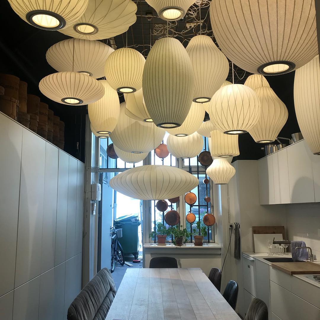 Silk Bubble Pendant Light, Mid Century Bubble Lamp Shade