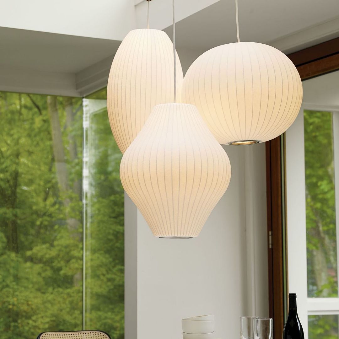 Silk Bubble Pendant Light, Mid Century Bubble Lamp Shade
