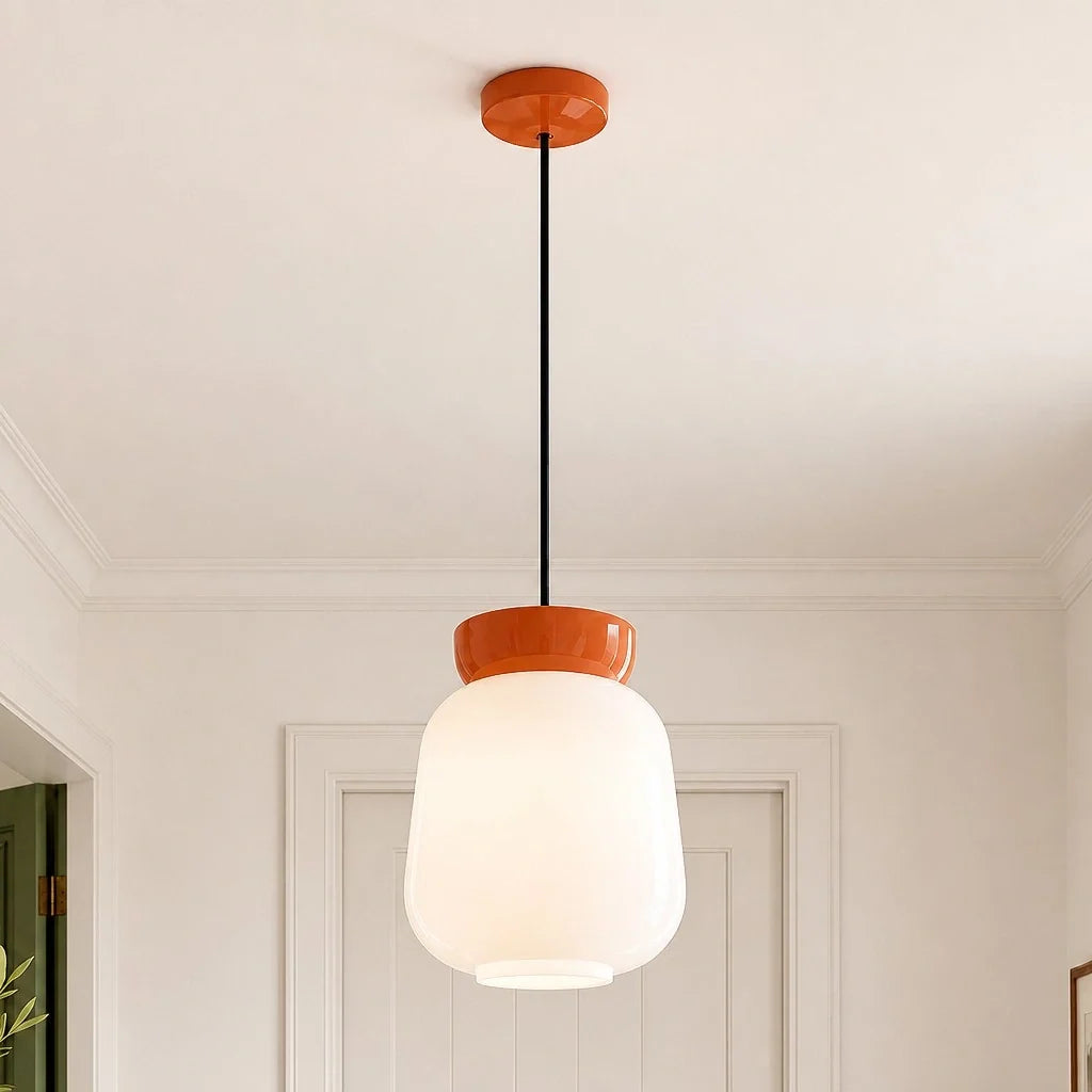 Bauhaus Ceramic Pendant Light, Two-Tone Colorful Bowl Lamp